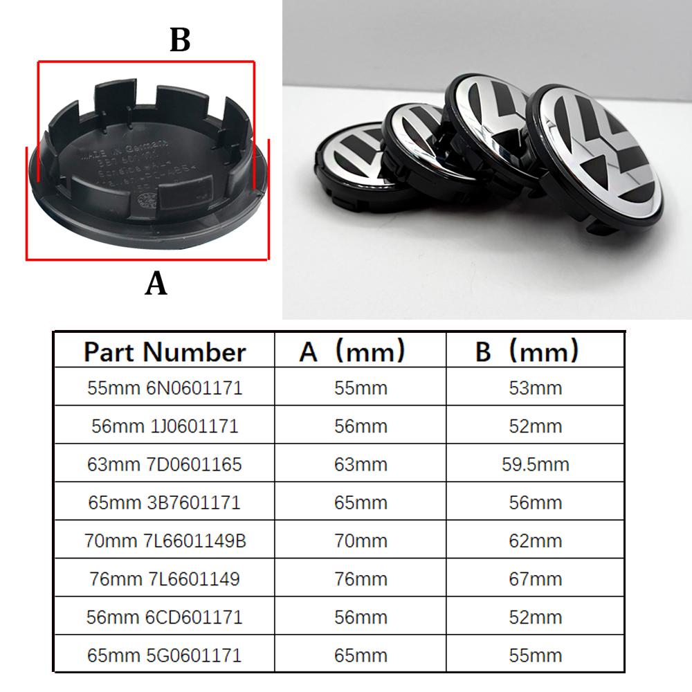 VW 3B7601171 4pcs 55mm 56mm 65mm 70mm Car Styling Wheel Center Cap Hub Covers Badge Accessories For VW Volkswagen 1J0601171