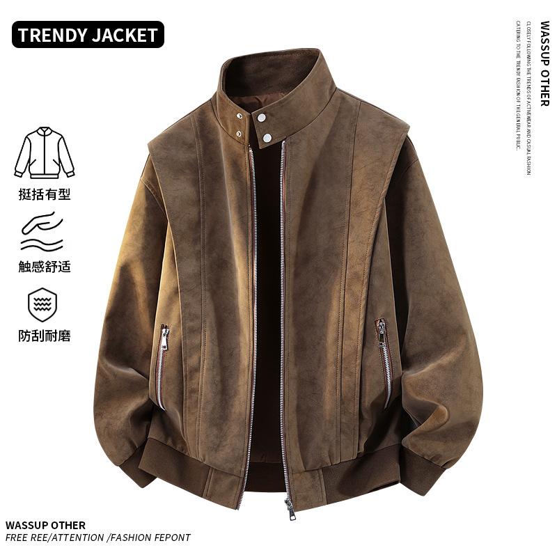 Leather Jacket Men's Autumn New PU Leather Jacket Middle-aged Men's Thin Large Size Leather Jacket Casual Leather Jacket