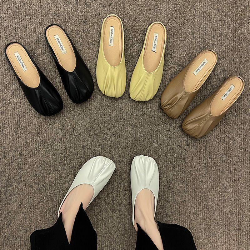 Grandma shoes women's flat shoes 2025 spring and summer new Korean version versatile pleated shallow mouth lazy single shoes Internet celebrity Doud
