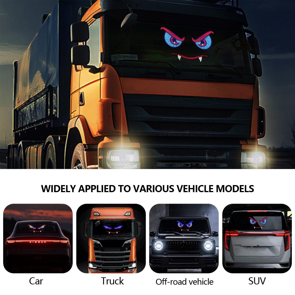 11 Mode Devil's Eye Car Rear Window LED Decorative Light Warning Light Devil Eye Atmosphere Light Auto Decoration Accessories
