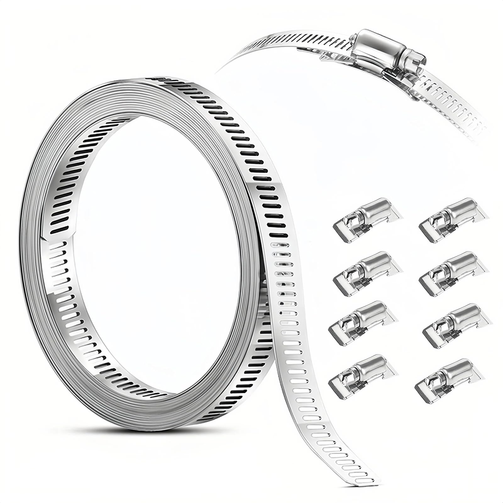 Хомут Dorasu, нержавеющая сталь 304, ширина 0,5 дюйма (12,6 мм) x Длина 9.8 серебряный