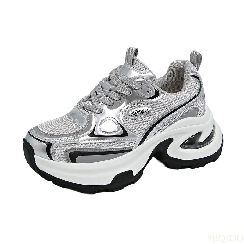 Baskets tendance polyvalentes à semelles épaisses pour femmes, chaussures décontractées confortables rehaussantes, nouvelles chaussures de sport respirantes de printemps