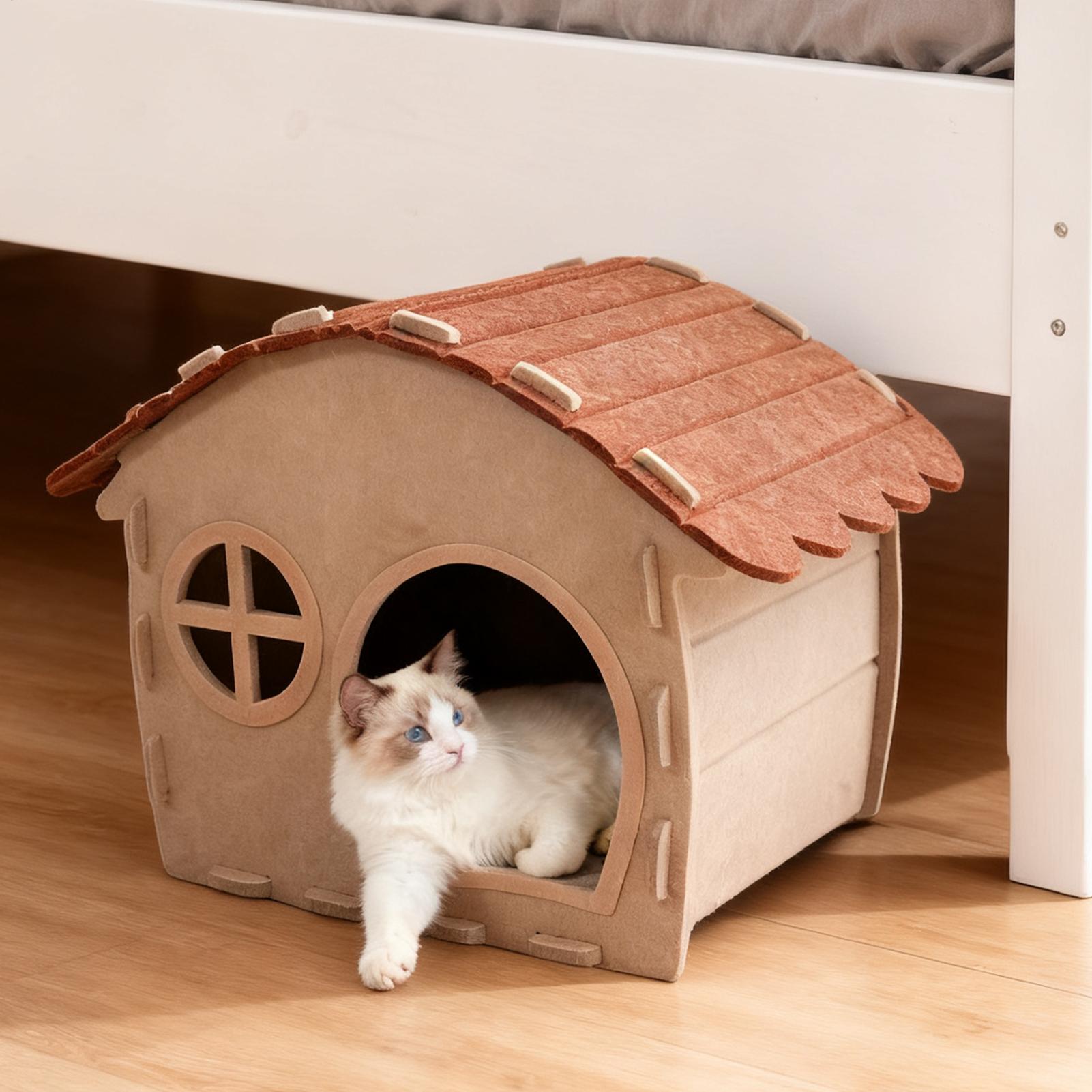 

Felt Pet Sleeping Shelter Semi-Enclosed Cat Sleeping and Playhouse Outdoor Stray Cat House for Kitten Porch Garden China Mainland