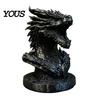 Desktop Dragon Decoration Head Figurine, 3D Printed Fantasy Statue, Mythical Black Sculpture Animal for Home Office Desk Decor, Gift Collectors Scale