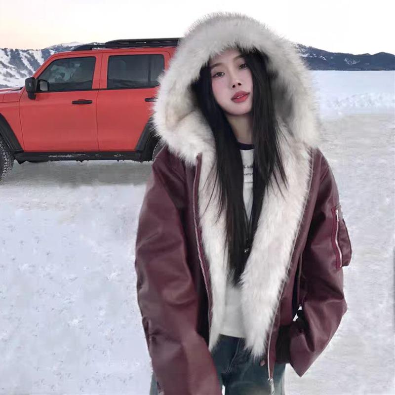 Women's New Fashion Cold Fluffy Thickened Warm Loose High-quality Fabric Casual Outdoor Travel Sports Cotton Leather Jacket Jacket