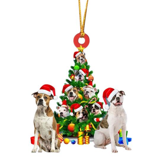 Christmas Dog Pendant 2D Flat Acrylic Hanging Santa Hat Dog Cat Christmas Tree Car Hanging Ornament Gift for Pet Lovers