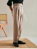 Men's High Waist Italian Gurkha Trousers - Business Formal Non-Iron Straight Leg with Paris Buckle