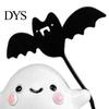 Cute Resin Ghost Statue Walking Dog Figurine, Holding Bat Balloon Statue, Spooky Halloween Room Decor Desktop Decor, Mini Stable Base Tabletop