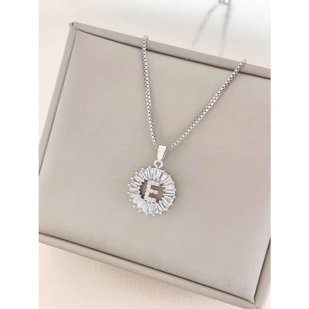 Necklace Does Not Fade, Women's Summer Square Circle Letter Necklace, Titanium Steel Necklace, Versatile High-end Clavicle Chain