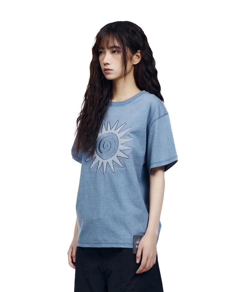 AAKAM Washed Sun Patch Half Top (Blue)