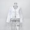 Spring/Summer Trendy Deep V Trumpet Sleeve Tie Top - European & American Women's Fashion
