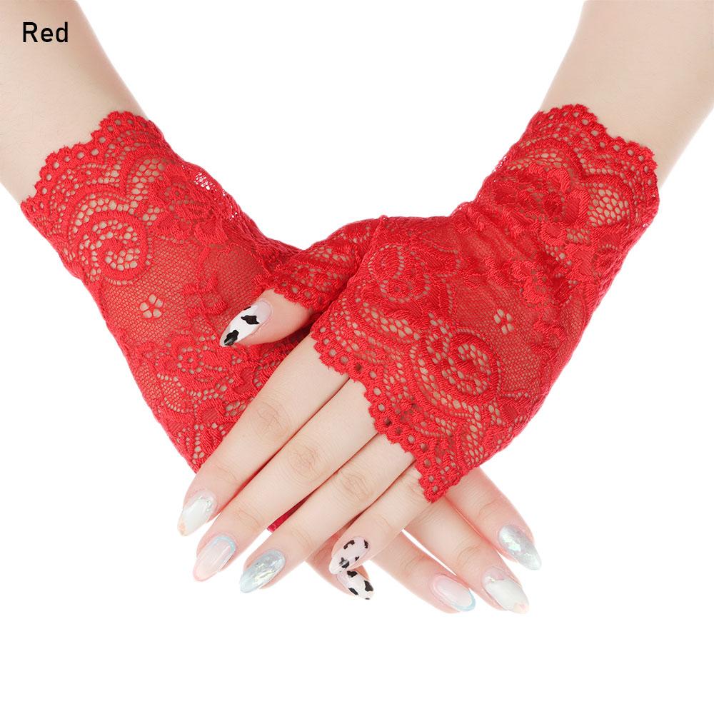Fashion Half Finger Sunscreen Lace Gloves Fingerless Mittens Driving Gloves Short Gloves