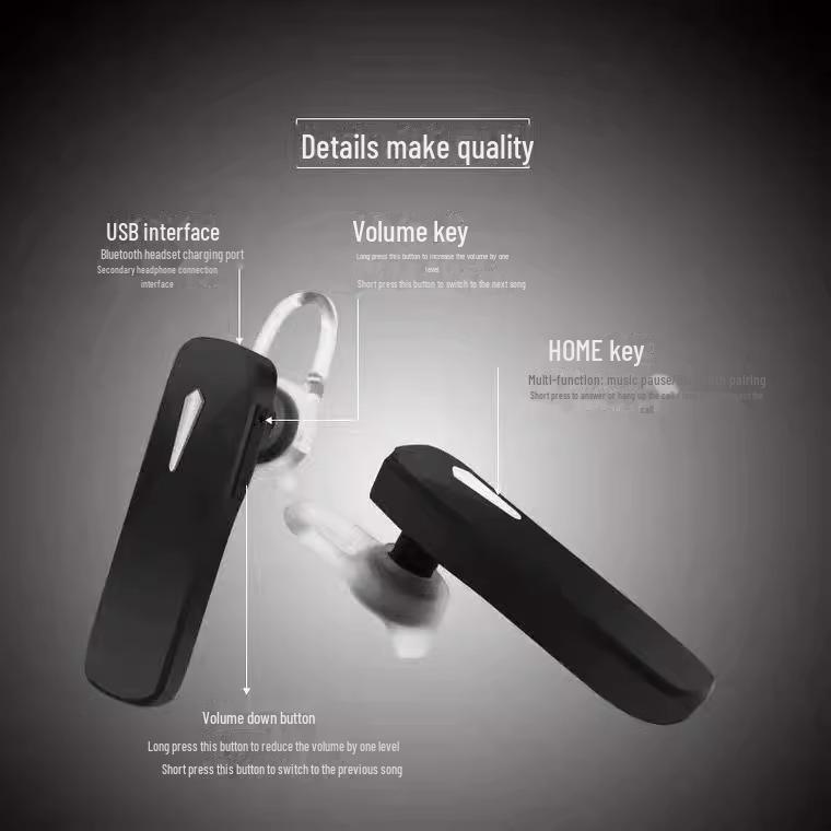 Waterproof I7 Bluetooth Headset, Single-Ear Wireless Earpiece - Comfortable Fit, Long Battery Life.