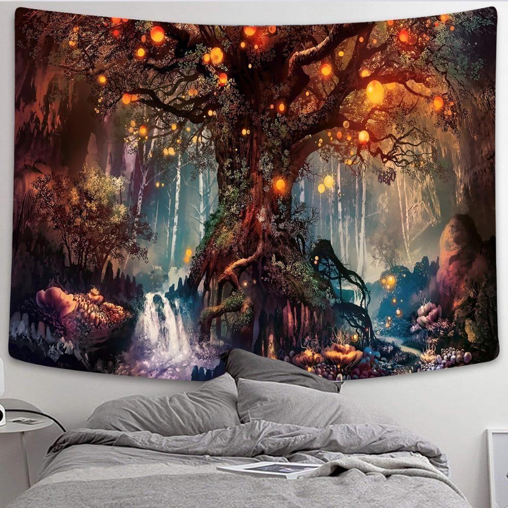 tapestry Fairytale Simsant Mushroom Forest Castle 75x100