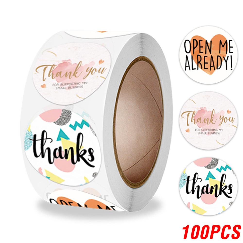 100-500pcs Thank You Round Sticker Scrapbook Envelope Seal Sticker Gift Flower Decoration Stationery Label Stickers