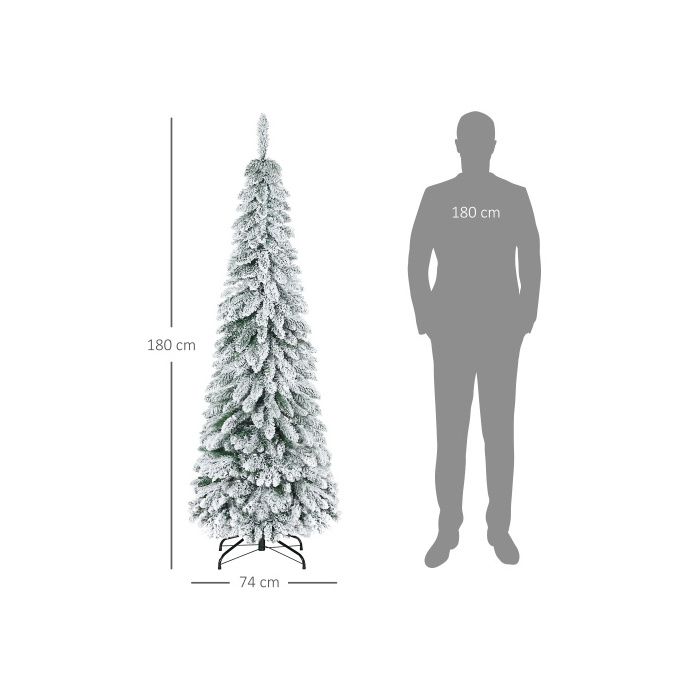 HOMCOM Sapin de Noël artificiel 180 cm Sapin artificiel avec neige artificielle et pied, 523 branches pour une décoration festive