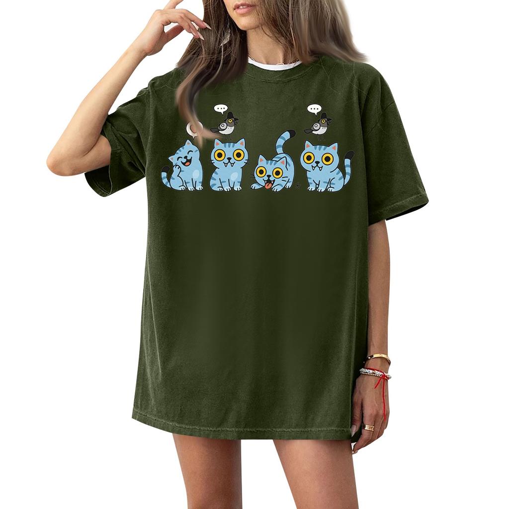 Women's Round Neck Printed Short-sleeved T-shirt Top