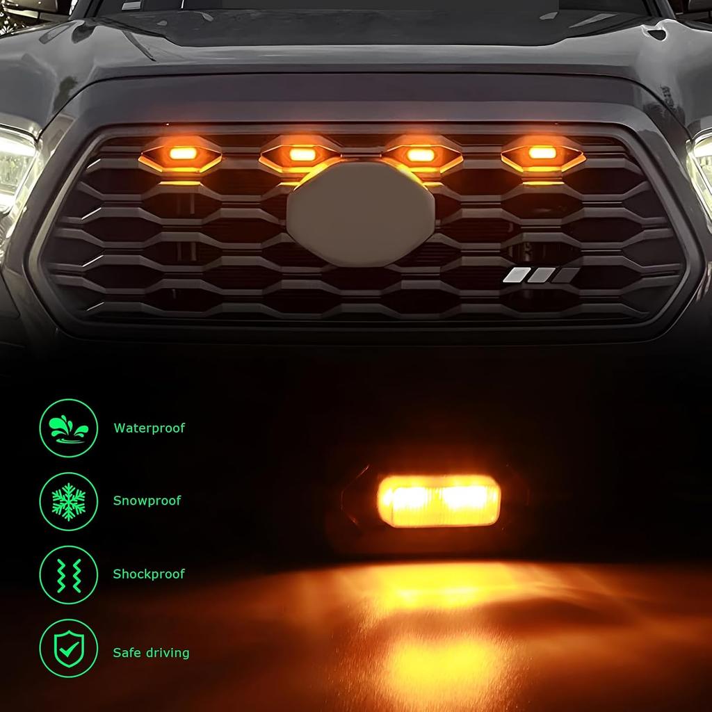 5 PCS Car LED Grille Lights, Waterproof Front Grill Trim Lamp with Plug & Play Wiring Harness, Bright LED Running Lights Decorative Lamps for F150