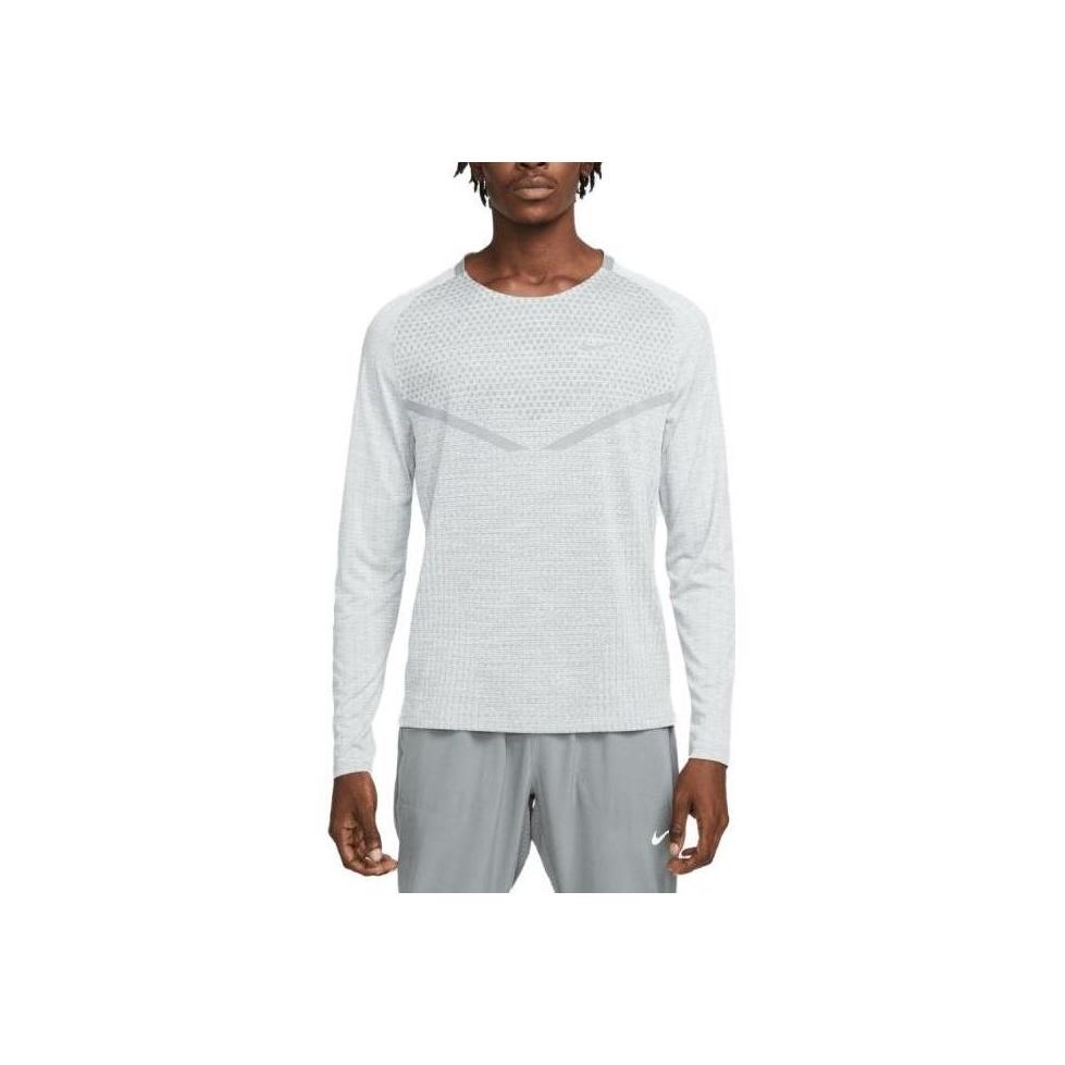 

Nike Однотонная сетчатая футболка с круглым вырезом и длинным рукавом Мужские топы Серый DV4194-084 XL