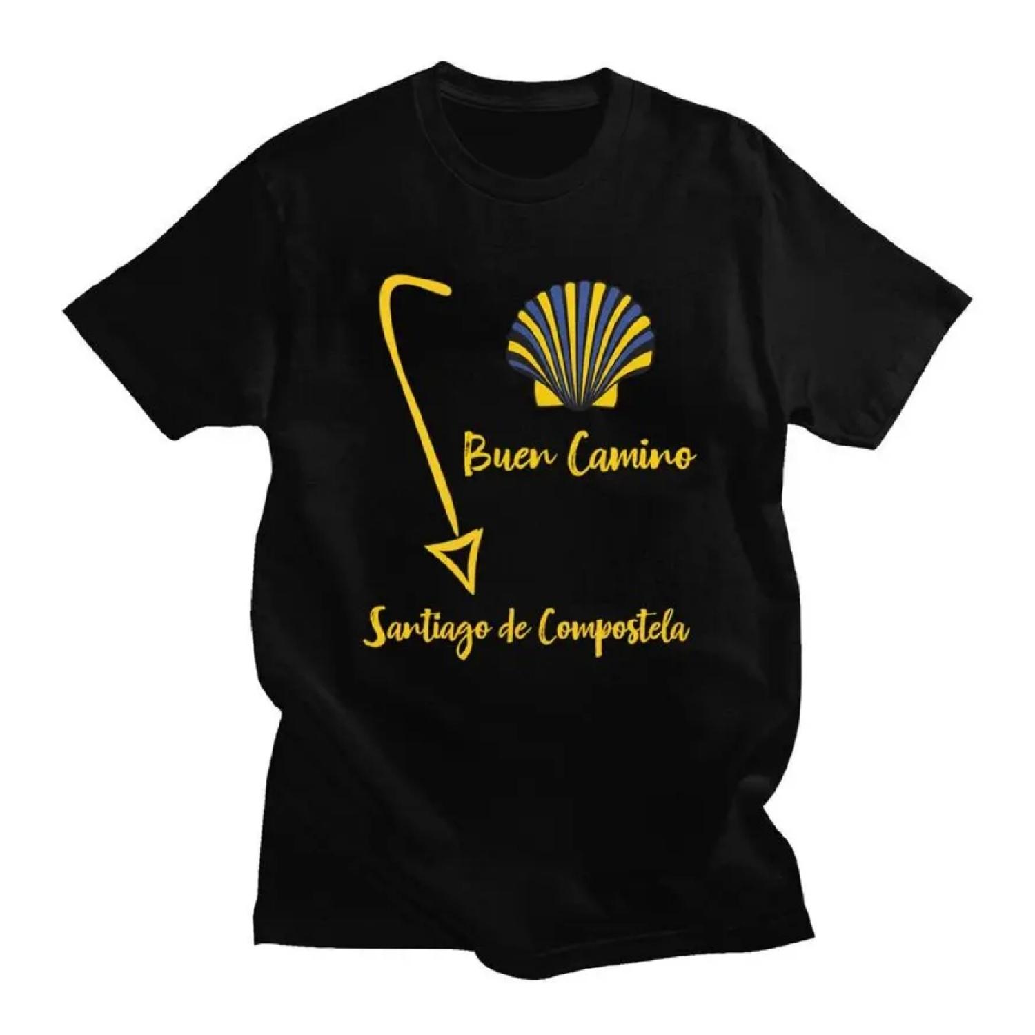

Custom Buen Camino De Santiago Tshirts for Men Short Sleeve Casual T Shirt El Camino Way T-shirt 100% Cotton Tees Gift S чёрный