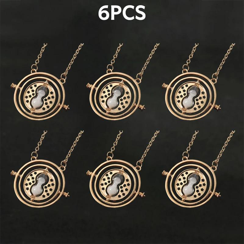 1-10Pcs Harried Time Necklace Timer Hourglass 360 Rotatable Potters Cosplay Props Astronomical Time Converter Magic School Gift