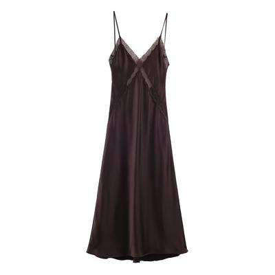 2025 Autumn Sexy Slim Fit Backless Lace Satin Camisole Dress