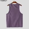INCERUN Men Round Neck Sleeveless Tassel Hem Casual Loose Tank Tops