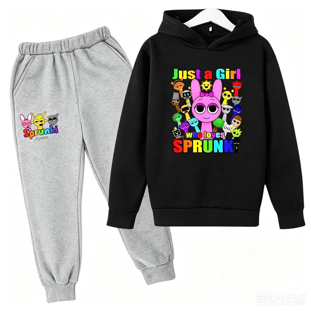 Haine Copii Sprunki Hanorac+pantaloni Vârsta 2-12 Băiat Fată Figurine Anime Incredibox Bluză Primăvară Toamnă Pulover pentru Copii Seturi