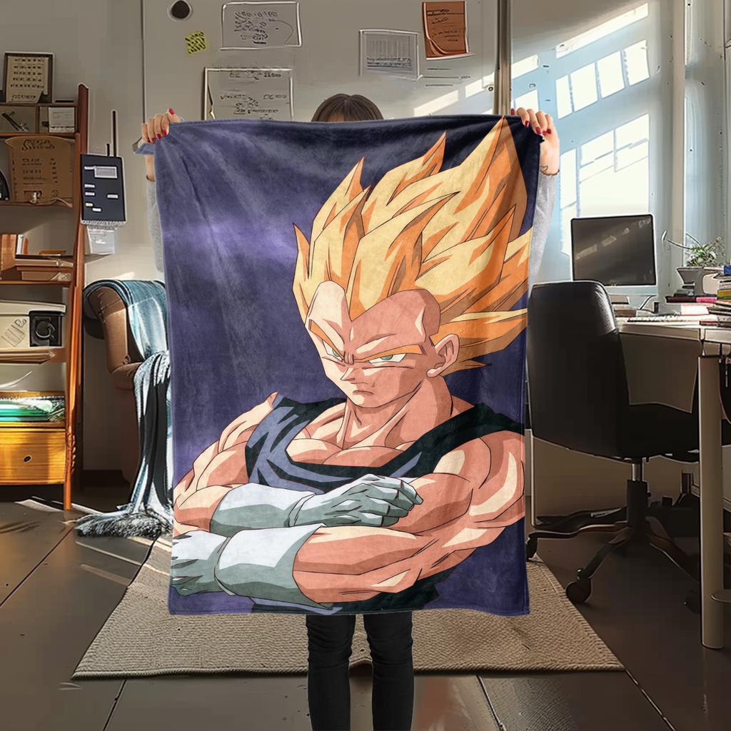 1PC Vegito Print Flannel Blanket, High Quality All Seasons, Home Decor, Warmth and Comfort, Perfect for Christmas Gifts