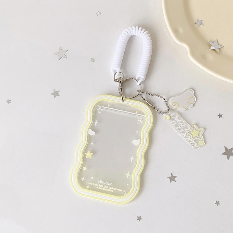 Kpop Fashion Simple Photo Card Holder Cute Idol Photo Storage Card Bag Elastic Rope Pendant Cute Charm Accessory Gift