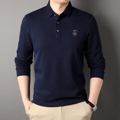 Camiseta de Manga Larga con Cuello de Solapa Moda Papá Hombres de Mediana Edad y Mayores Camisa POLO