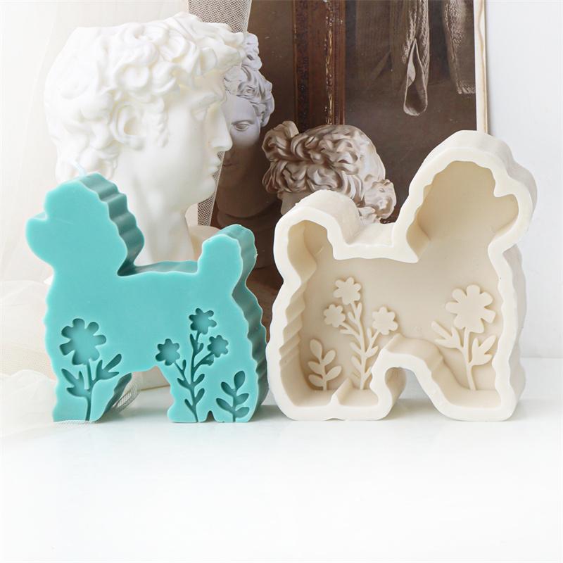 3D  Flat  Animal Flower Cat Dog  Silicone candle mold DIY Flower Animal Bunny Easter Egg Festival Gift Home Decoration Gifts