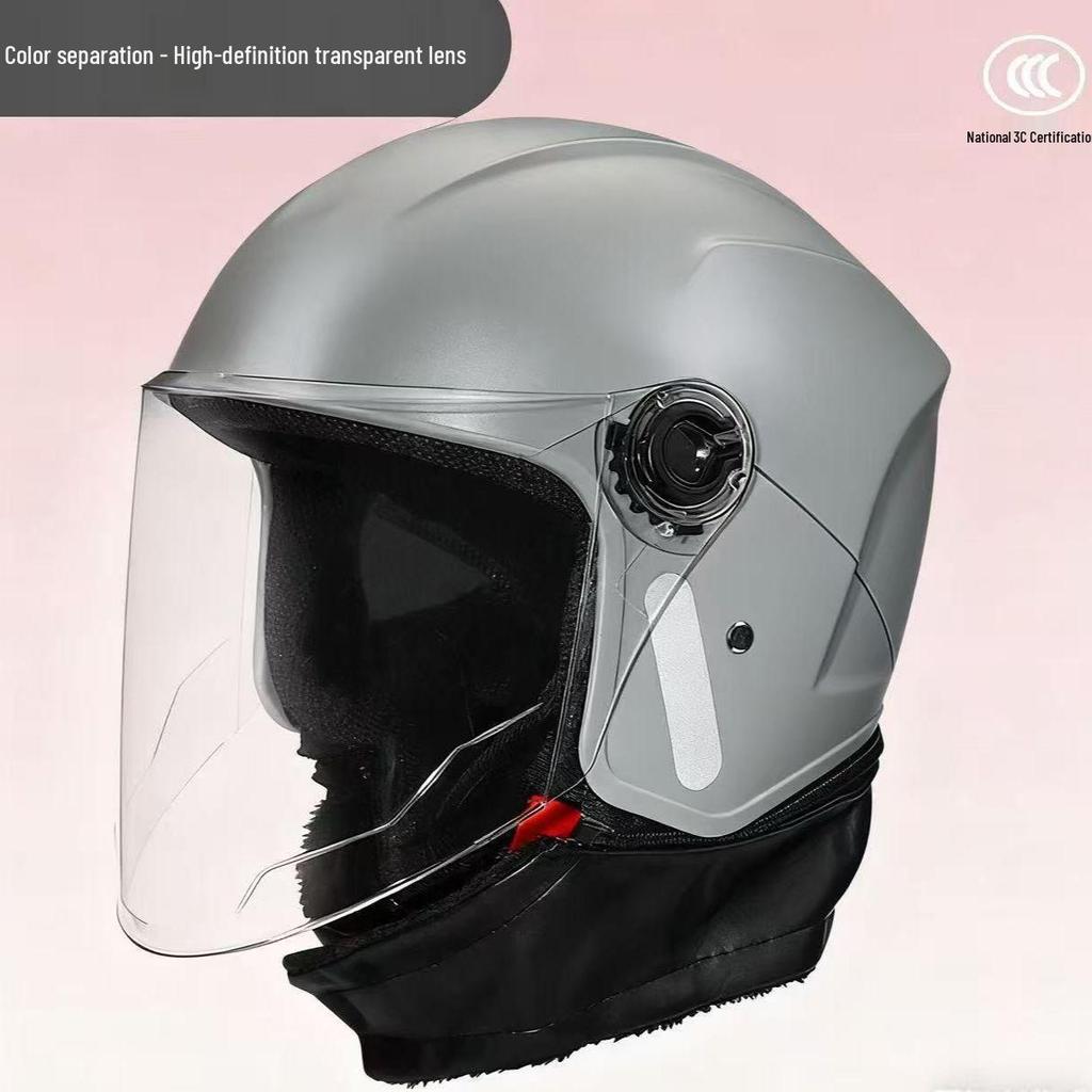 Unisex Winter Half Helmet for Electric Motorcycles - All-Season Cold Protection, Warm, 3C Certified