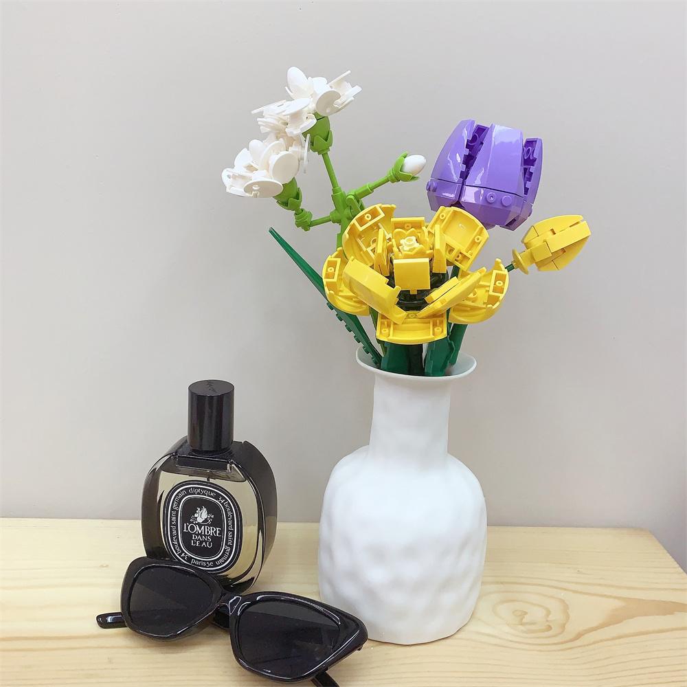 Flower Bouquet Building Blocks Kit Creative DIY Flowers Block Toys Set Gift for Kids Girls Friends Adults Beautiful Home Decor