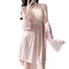 New splicing lace V-neck nightdress women's summer breathable ice silk suspender skirt with cardigan outside direct supply
