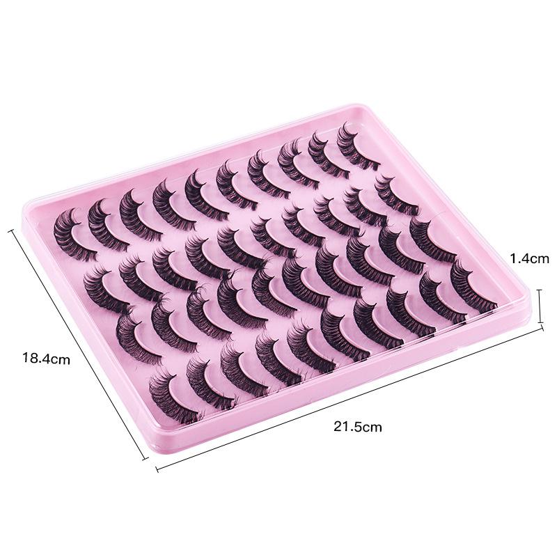 20 Pairs Of Thick Curled False Eyelashes D-Curve Natural Chemical Fiber Curled Long Eyelashes