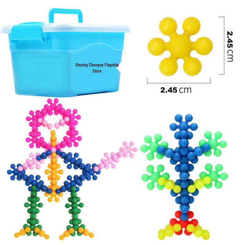 Plum Blossom Rotating Snowflake Building Blocks: 3D Interlocking Educational Toys for Kindergarten
