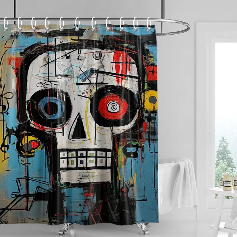 Bold Pop Art Shower Curtain - Sunglasses Lady with Colorful Splatter, Waterproof with Grommets, Modern Bathroom Decor