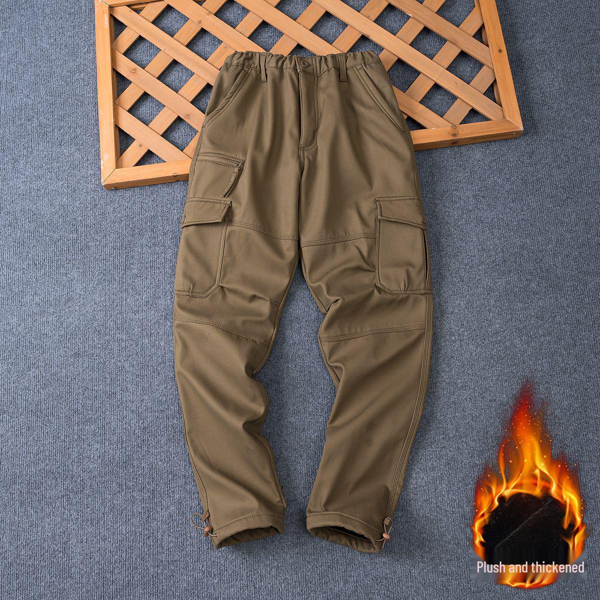 

Men s Multi-Pocket Wear-Resistant All-Cotton Velvet-Lined Straight-Leg Work Pants for Autumn and Winter. L