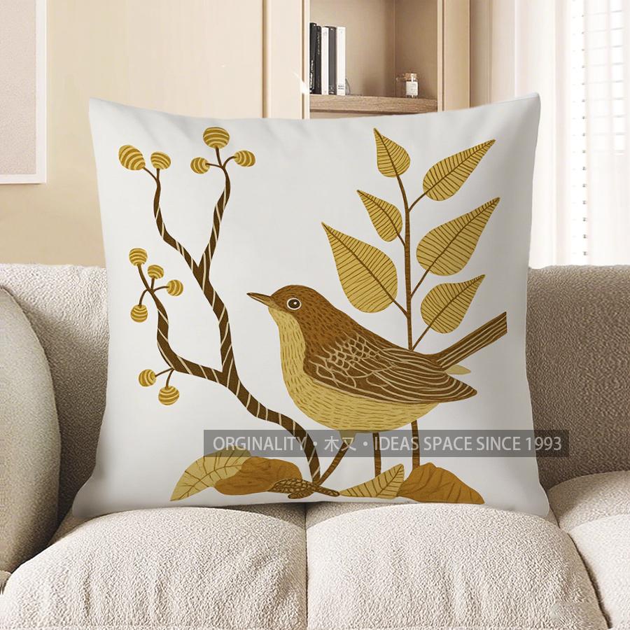 

Home Decor Colorful Bird & Flowers Decorative Pillow Cover Pattern Cushion Cover Suitable For Sofa Bedroom Car Pillow Cover 40x40cm