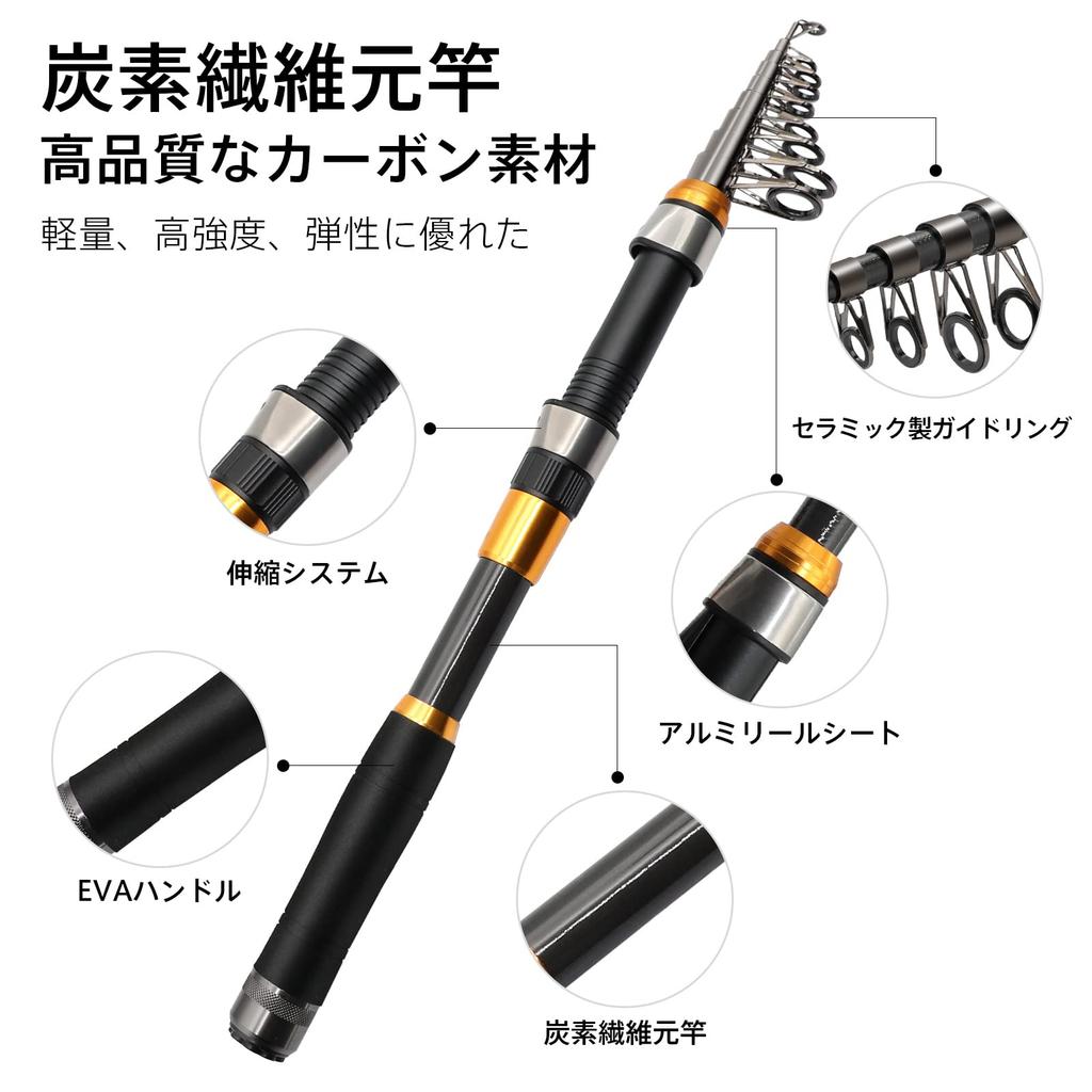 SANLIKE Fishing Rod Set, Includes Spinning Reel, Bait, Fishing Line, and Storage Bag, 3.0m Telescopic Carbon Fiber Fishing Rod, Portable Beginner's