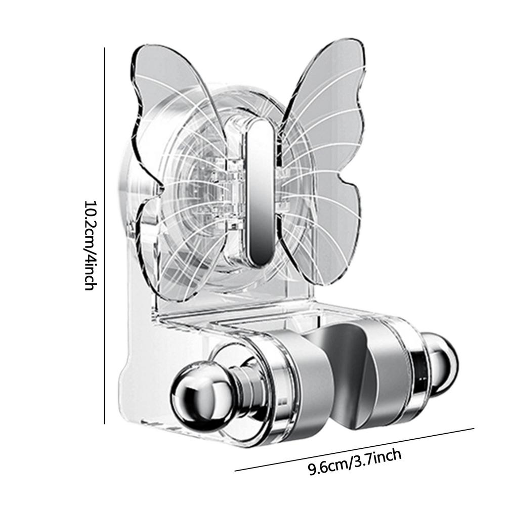 Suction Cup Shower Head Holder Butterfly Shape Showerhead Hooks Adjustable Shower Head Attachment Non-Punching Shower Wand