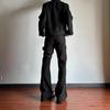 American Retro Y2K Bandage Black Flare Jeans Men Women Slim Fit Casual High Street Denim Pants