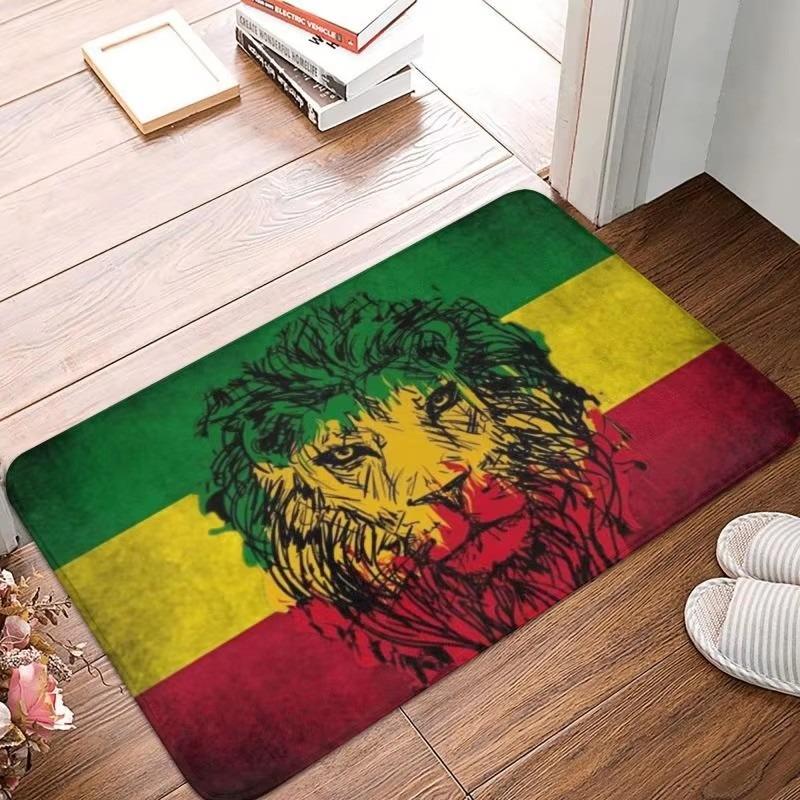 Löwe von Juda Rasta Jamaikanischer Reggae Fußmatte Matte Anti-Rutsch Rastafarian Kunst Badezimmer Küche Garten Teppich Teppich