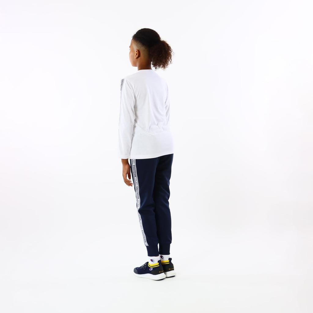 Champion Long Sleeve Round Script School Kids' T-Shirt, Neck, Quick-Drying, Logo, Boys, White, CK-ZS405