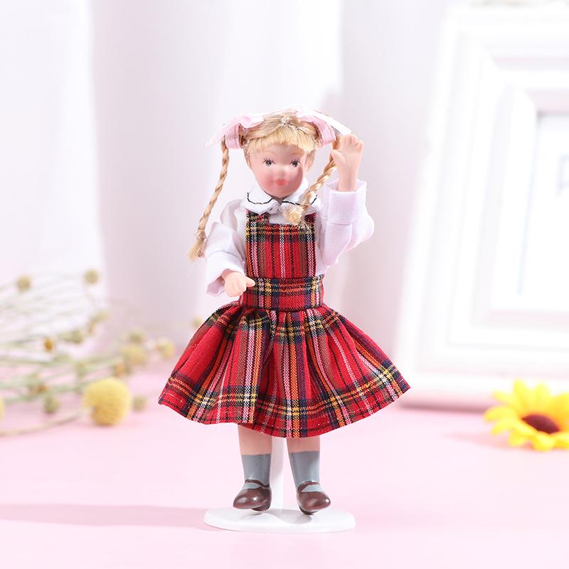 1:12 Dollhouse Miniature Porcelain Victorian Doll Model Green Dress Miss Lady Lady Modern Housewives Youth Doll Toy