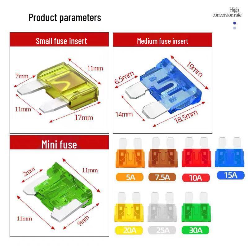 Mixed Car Fuse Pack: Medium, Small, and Mini, 5A-40A
