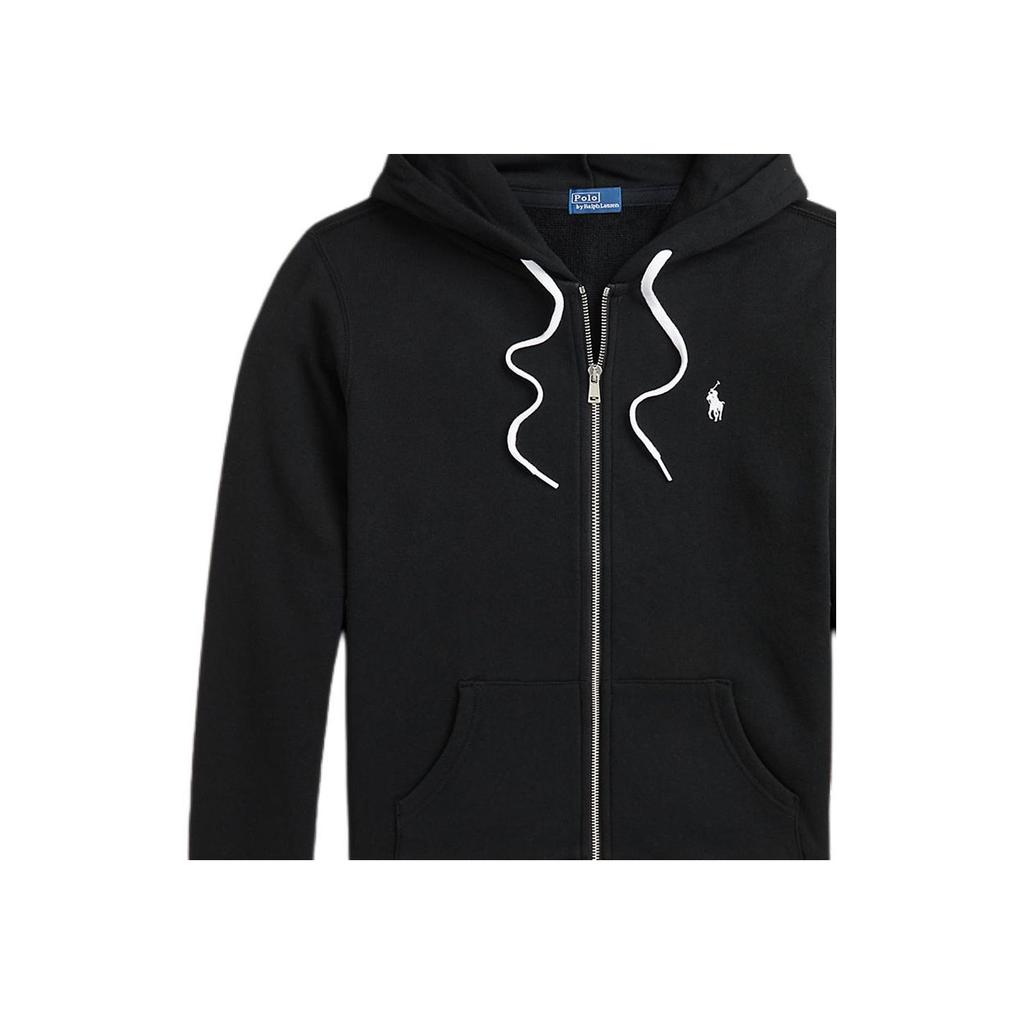 Polo Ralph Lauren Logo Embroidered Hooded Long Sleeve Jacket Women jackets Black WMPOKNINFB20708-001