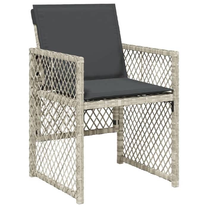 VidaXL Ensemble à manger de jardin et coussins 15 pcs gris clair rotin, ensemble de salle à manger d'extérieur, meuble de 3210875