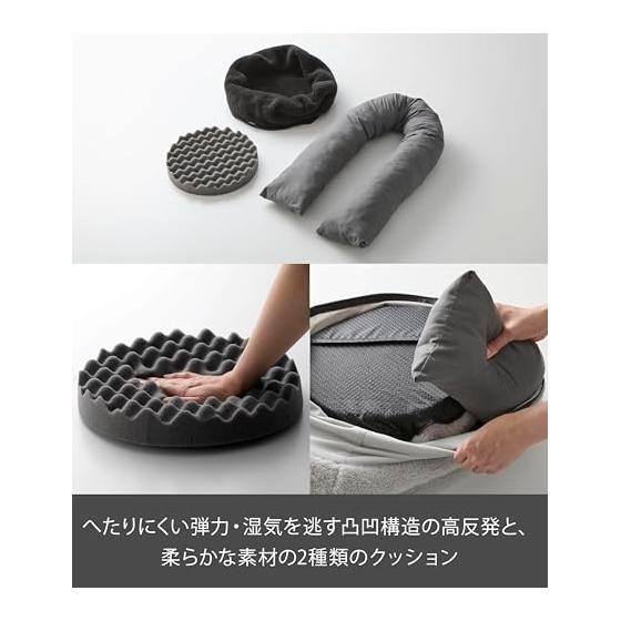 Yamazaki Jitsugyo High Resilience Urethane Pet Bed Round Black W50 x D50 x H14cm Nooks High Resilience Cushion Cover Washable Non-Slip Pet Bed 10706